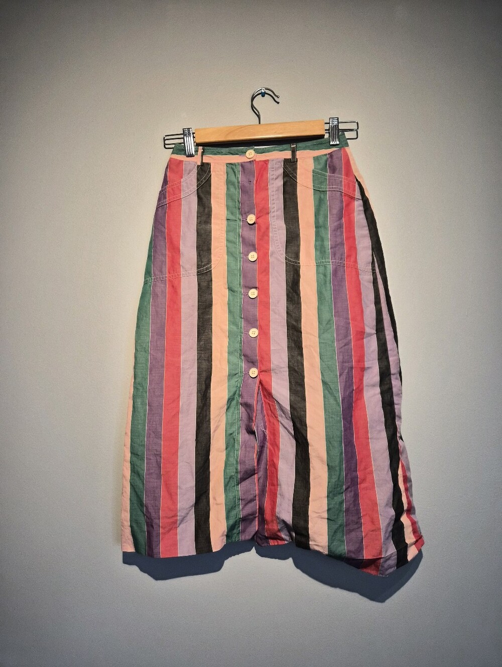 Vintage Cacharel Striped Button Up Skirt | Size Medium